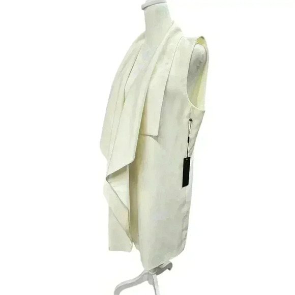 Donna Karan Modern Ivory Long Double Breasted Poly Vest Hook Closure Size 4 NWT - Picture 6 of 15
